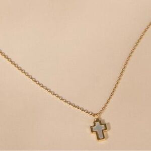Altar’d State 18K Gold and White Cross Necklace